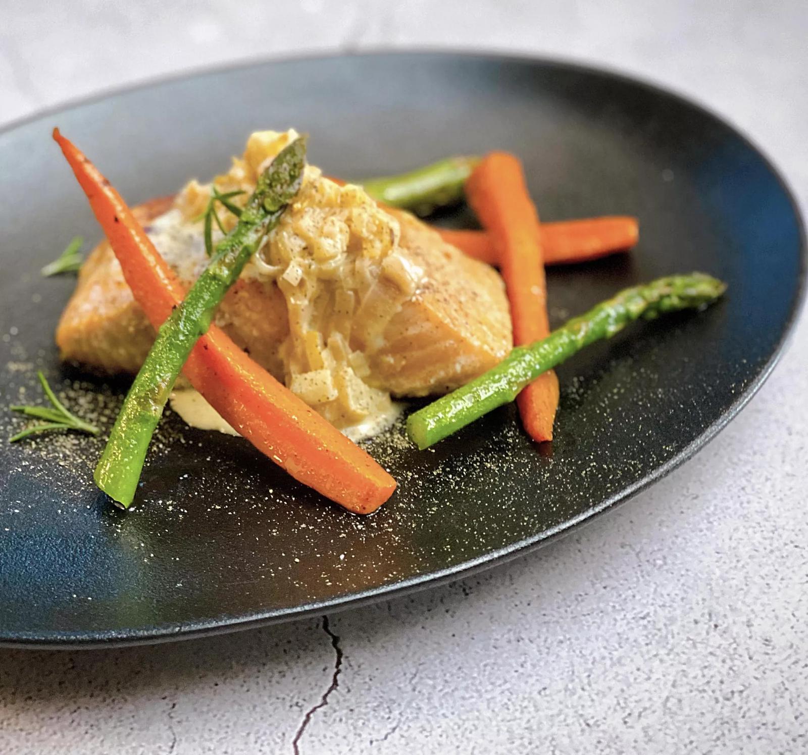 Sautéed Salmon with Creamy Leek and Apple Sauce
