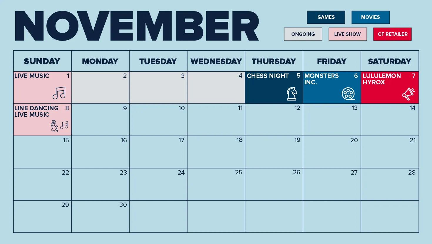 [CF Fairview Pointe Claire] The B!G TV Schedule - November