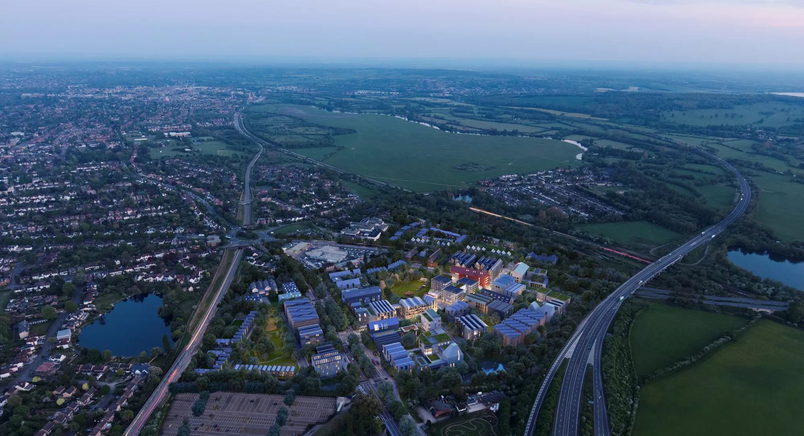 Oxford North - new innovation district for Oxford - dusk