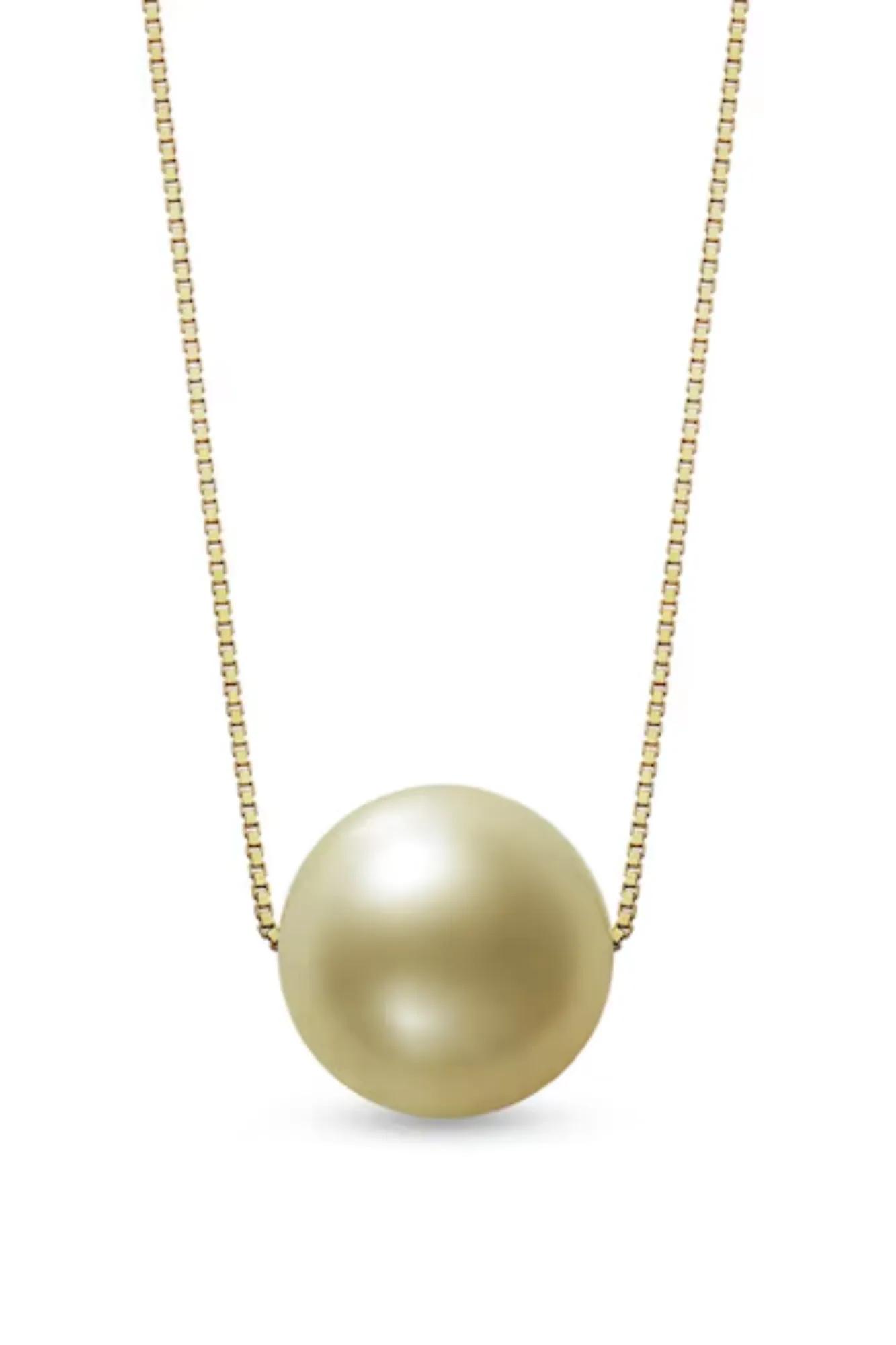 10.0mm Golden South Sea Cultured Pearl Pendant in 14K Gold