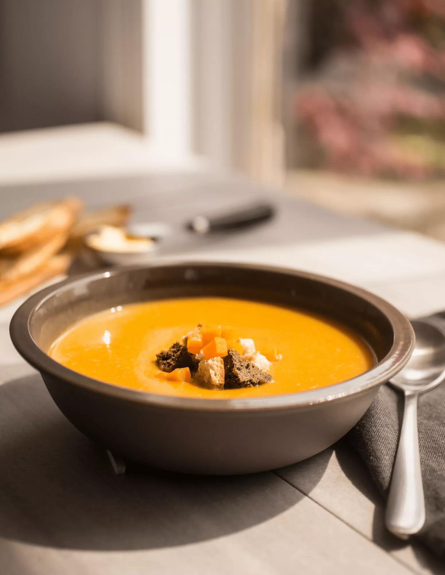 Cream of Butternut Squash Soup with Gingerbread Accents