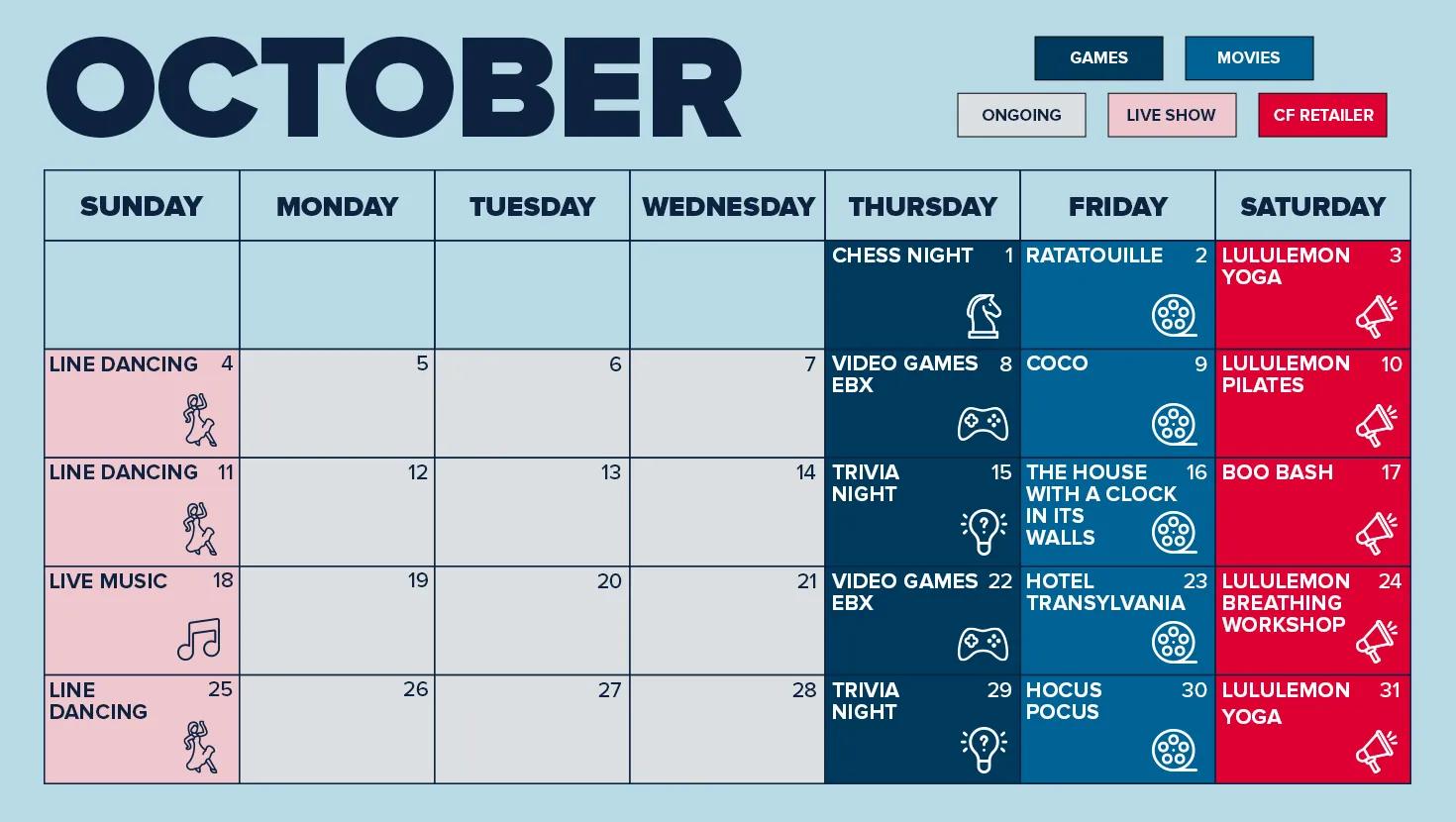 [CF Fairview Pointe Claire] The B!G TV Schedule - October