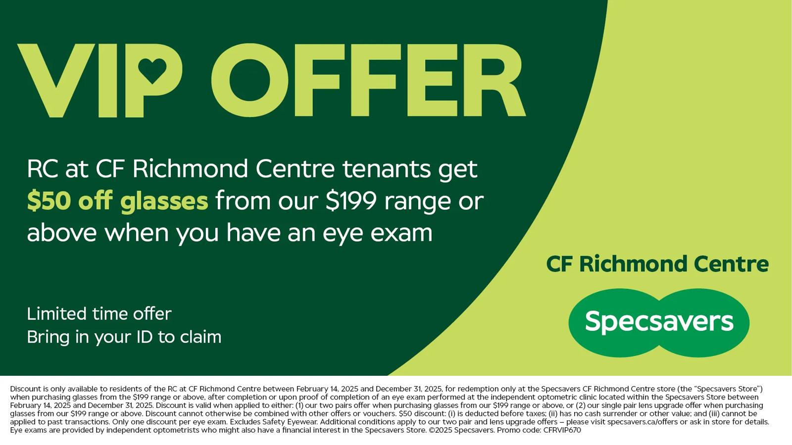 RIC 2025 Resident Offers | Specsavers Promotion Creative
