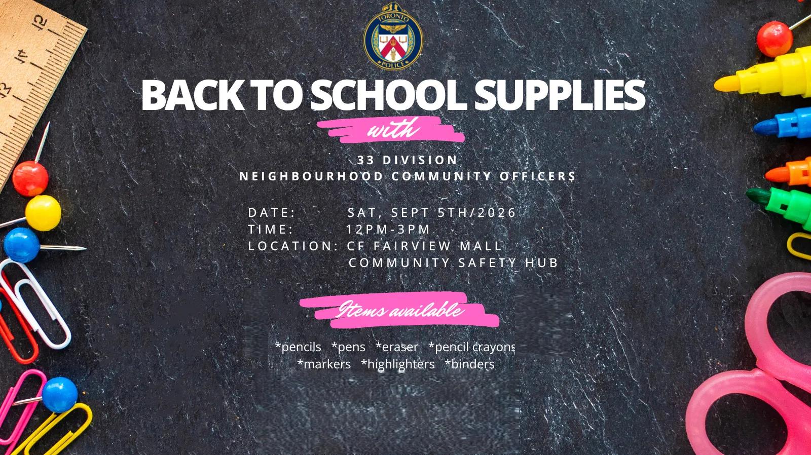 [CF Fairview Mall] Toronto Police - Back-to-school supplies