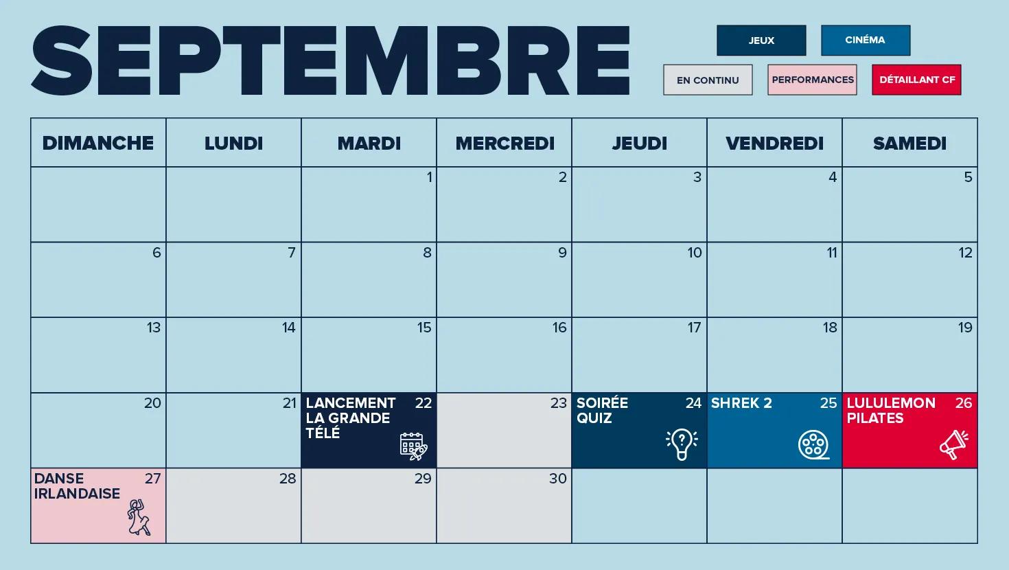 [CF Fairview Pointe Claire] The B!G TV Schedule - September