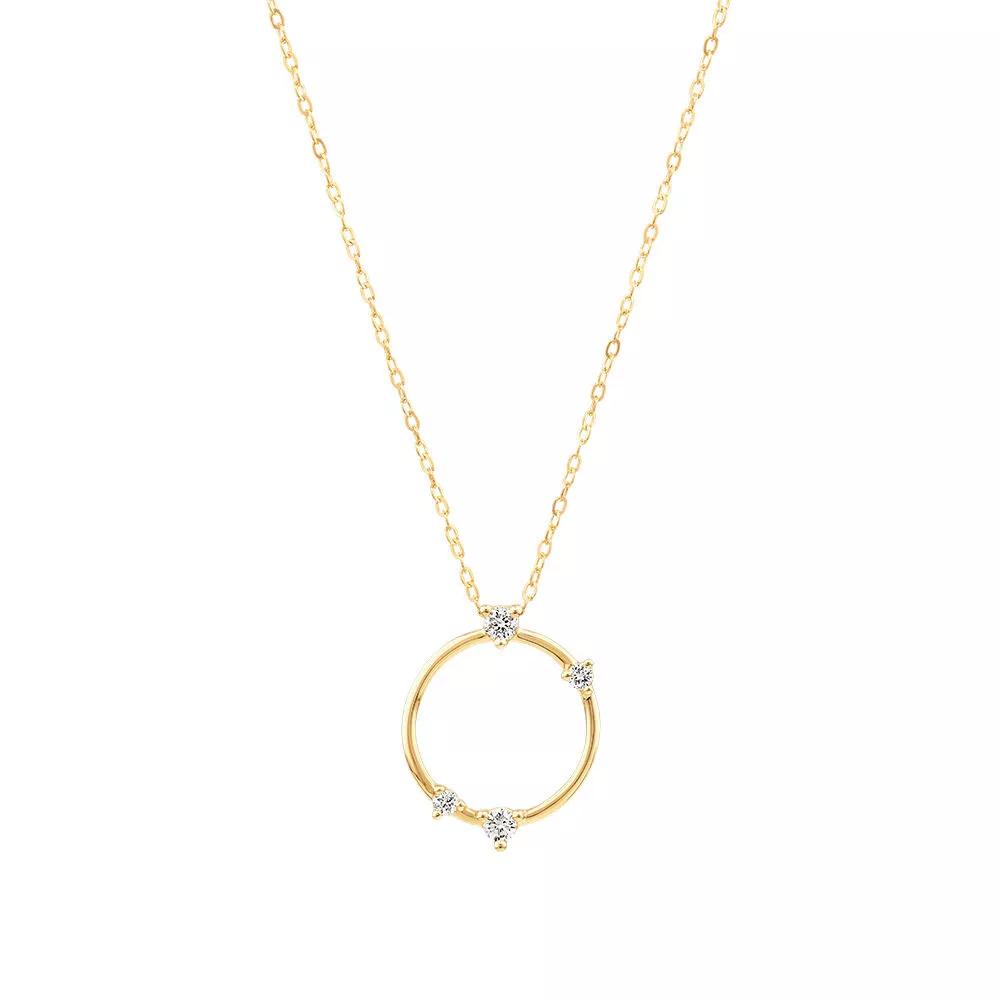 Diamond Studded Circle Necklace in 10kt Yellow Gold