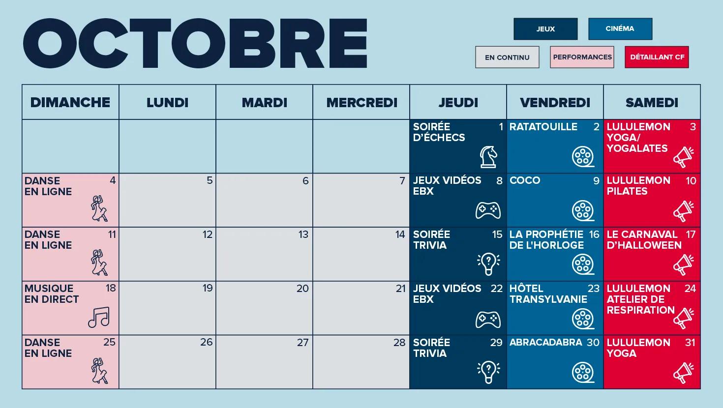 [CF Fairview Pointe Claire] The B!G TV Schedule - October