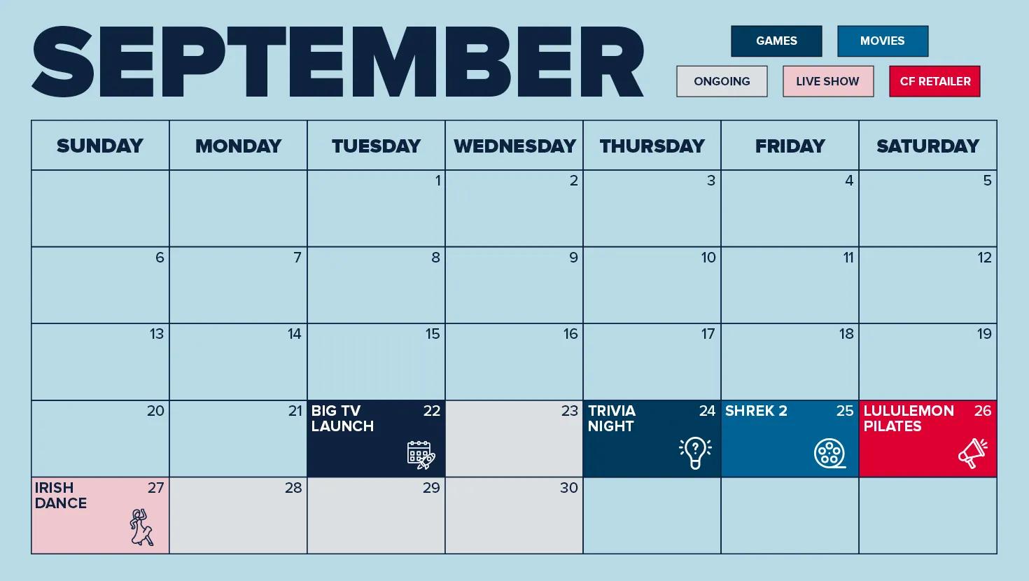 [CF Fairview Pointe Claire] The B!G TV Schedule - September